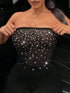 SHEIN SXY Grace Rhinestones Holiday Party Women's Music Festival Fashion Rhinestone Decorated00