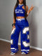 SHEIN Slaydiva New Summer Casual Screenshots Sexy Sports Style Ball Suit Round Neck