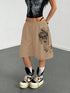 SHEIN StreetHx Women's Loose Fit Gray Punk Print Capri Pants0
