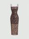 SHEIN Sweetra Women's Summer Leopard Printed Sleeveless Cami Dress Maxi Women Outfit