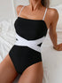 SHEIN 1pc Contrast-Color Crisscross Design One-Piece Swimsuit