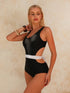 SHEIN Swim Chiccia Bonvoyette Women's Solid Color Hollow Waist Spaghetti Strap One-Piece Swimsuit With00