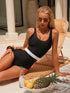SHEIN Swim Chiccia Bonvoyette Women's Solid Color Hollow Waist Spaghetti Strap One-Piece Swimsuit With