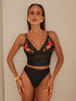 SHEIN Swim Chiccia Women's Elegant Black Floral Embroidered Camisole Tankini Swimsuit Women's Beach0