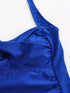 SHEIN Swim Lushore 1pc Women Solid Color Backless Halter One-Piece Swimsuit, Suitable For Beach Vacation For Summer00