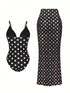 SHEIN Swim Oasis 2pcs/Set Fashionable Polka Dot Print Beaded Chest Swimsuit Cover Up, High-End Design, Hot0