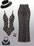 SHEIN Swim Oasis 2pcs/Set Fashionable Polka Dot Print Beaded Chest Swimsuit Cover Up, High-End Design, Hot1