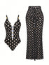SHEIN Swim Oasis 2pcs/Set Fashionable Polka Dot Print Beaded Chest Swimsuit Cover Up, High-End Design, Hot