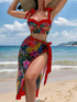SHEIN Swim Oasis 3pcs Women Bikini Set: Strappy Swimsuit + Triangle Bikini Bottom + Sarong Skirt For00
