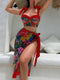 SHEIN Swim Oasis 3pcs Women Bikini Set: Strappy Swimsuit + Triangle Bikini Bottom + Sarong Skirt For