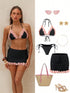 SHEIN Swim Oasis Summer Beach Women 3-Piece Swimsuit Set: Pink Floral Decorated Triangle Top