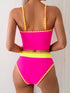 SHEIN Swim SPRTY New Multicolor Patchwork Strap Elegant Vacation Women's Camisole Strap Bikini Top000