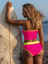 SHEIN Swim SPRTY New Multicolor Patchwork Strap Elegant Vacation Women's Camisole Strap Bikini Top00