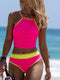 SHEIN Swim SPRTY New Multicolor Patchwork Strap Elegant Vacation Women's Camisole Strap Bikini Top