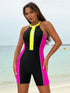 SHEIN Swim SPRTY Women's Summer Beach Color Block Sport One-Piece Swimsuit0