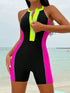 SHEIN Swim SPRTY Women's Summer Beach Color Block Sport One-Piece Swimsuit