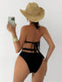 SHEIN Swim SXY Women Solid Golden Decor Strappy Back Tie One Piece Swimsuit For Summer Beach Vacation1
