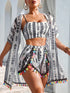 SHEIN Swim Vcay 4pcs/Set Tassel Cover Up, Swim Trunks, And Basic Bikini Swimsuit Set For Beach Vacation For00