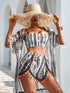 SHEIN Swim Vcay 4pcs/Set Tassel Cover Up, Swim Trunks, And Basic Bikini Swimsuit Set For Beach Vacation For