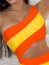 SHEIN Swim Solid Splicing Casual One-Piece Swimsuit Summer