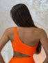 SHEIN Swim Solid Splicing Casual One-Piece Swimsuit Summer