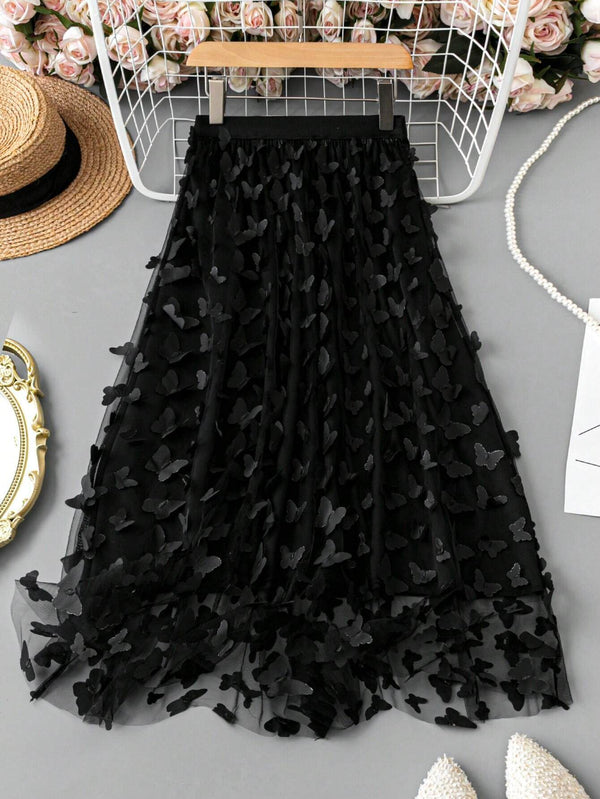 SHEIN Unity Halloween Costume Black Mesh Butterfly Fabric Party Dress