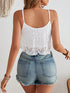 SHEIN VCAY Women's Asymmetrical Hem Knitted Camisole With Lace Patchwork