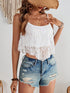 SHEIN VCAY Women's Asymmetrical Hem Knitted Camisole With Lace Patchwork