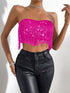 SHEIN VaVaBold Fringe Trim Crop Tube Top For Holiday Party Clothes0