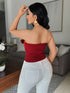 SHEIN Vavine Women's Autumn/Winter Stylish Wine-Red Top With A Bow Accent At The Chest, Structured Fabric000