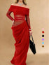 SHEIN WOWDARK Summer Dress, Red Elegant Off-Shoulder Mesh Hollow Out Slim Fit Dress, Formal Party Gown For Women1