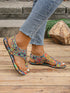 SHEIN Women's Bohemian Style Sunflower Hook-And-Loop Design Flat Sandals, European And American Fashion Casual Retro00