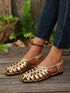 SHEIN Women's Fashion Casual Woven Hollow Breathable Roman Flat Sandals1