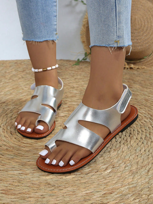 SHEIN Women's Fashion Split-Toe Sandals, Soft Comfortable Non-Slip, Suitable For Outdoor, Beach, And Home Wear, Flat00
