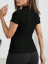 SHEIN Women's Solid Color Half-Zip Collar Short Sleeve Fitted Summer T-Shirt00