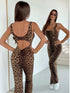 SHEIN Women's slim-fit jumpsuit with a leopard print and wide straps00