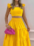 SHEIN ZIAI New Summer Mid-Rise Sexy Strappy Flared Skirt Fashionable Printed Women's Two Pieces Set0