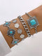 SHEIN imoli 4 PCS Beach Holiday Style Green Turquoise Square Petal Silver Bracelets Set For Women Party Gift (Black Fading Effect Random Size And Asymmetrical Flower Quantity) Valentines