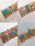 SHEIN imoli 5pcs Turquoise & Rice Bead Bracelets Set For Women, Casual Dating Gift (turquoise Veins Vary0