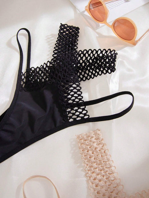 Shein Underwear&Sleepwear Basics 3packs Leopard Print Hollow Out Sexy Thongs