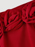 SHEIN Skyraze Red Elegant Summer Party Dress,Women's Off-Shoulder Short Dress With 3D Floral Decorations,Waist-Defining Princess Style Formal Gown For Prom,Festival