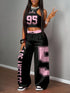 SHEIN Slaydiva 2pcs/Set Women Casual Black Pink Summer Streetwear City Break Tight Tank Top