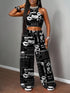 SHEIN Slaydiva 2pcs/Set Women Casual Street Style Tight Camisole And Loose Pants Suit, Suitable For Street Wear