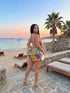 SHEIN Slaydiva Slayr 2026 Blue Chiffon Special Print Ruffled Strap Swimsuit Cover Up,Elegant Boho Summer Beach Holiday Holiday Casual Vacation Wear
