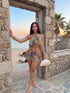 SHEIN Slaydiva Slayr 2026 Blue Chiffon Special Print Ruffled Strap Swimsuit Cover Up,Elegant Boho Summer Beach Holiday Holiday Casual Vacation Wear