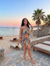 SHEIN Slaydiva Slayr 2026 Blue Chiffon Special Print Ruffled Strap Swimsuit Cover Up,Elegant Boho Summer Beach Holiday Holiday Casual Vacation Wear