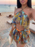 SHEIN Slaydiva Slayr 2026 Blue Chiffon Special Print Ruffled Strap Swimsuit Cover Up,Elegant Boho Summer Beach Holiday Holiday Casual Vacation Wear