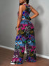 SHEIN Slaydiva Women's Black Summer Streetwear Rave Graffiti Graphic Print Two Piece Pant Set,Casual Camisole And Loose-Fitting Pants Suit,Y2k Hip-Hop Outfits