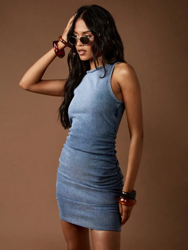 Sleeveless Bodycon Denim Mini Dress