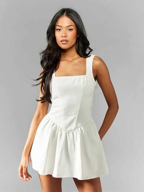 SHEIN Square Neck Smocked Back Mini Dress